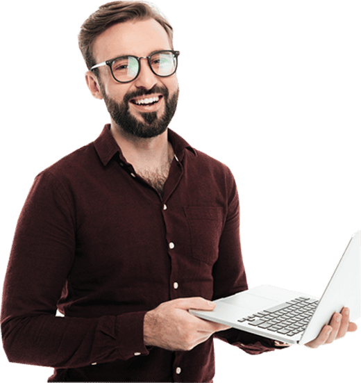 A man holding a laptop